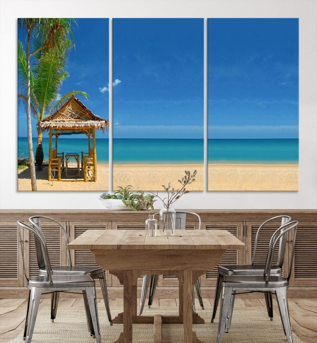 Extra Large Wall Art Canvas Print -Tropical Umbrella on Beach