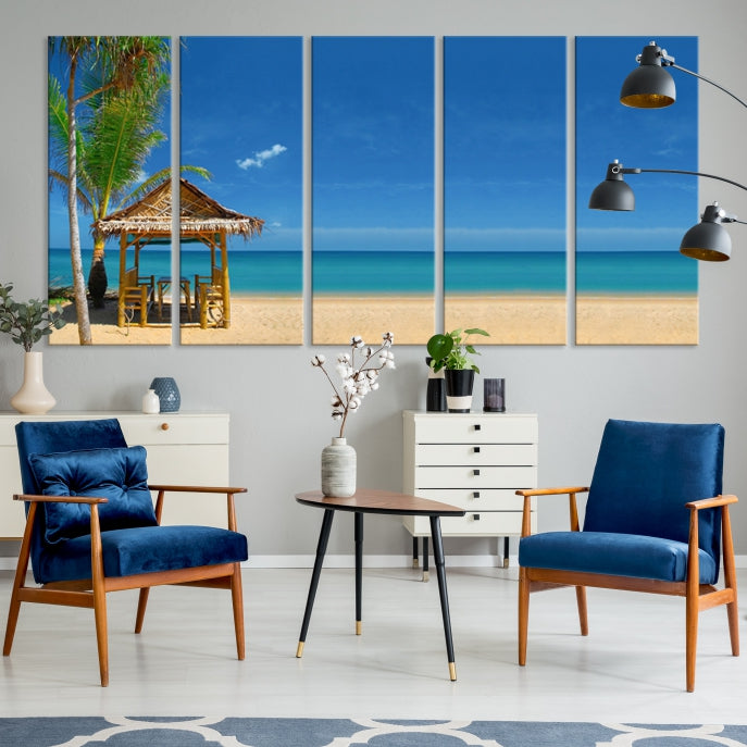 Extra Large Wall Art Canvas Print -Tropical Umbrella on Beach