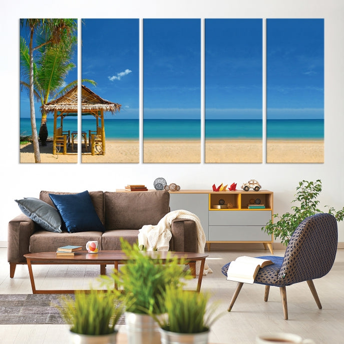 Extra Large Wall Art Canvas Print -Tropical Umbrella on Beach