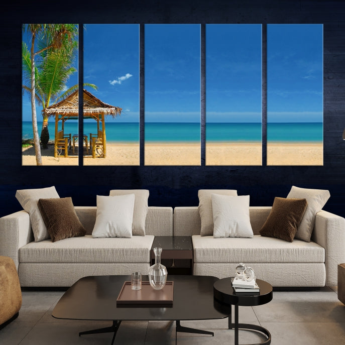 Extra Large Wall Art Canvas Print -Tropical Umbrella on Beach