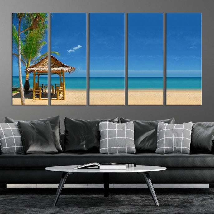 Extra Large Wall Art Canvas Print -Tropical Umbrella on Beach