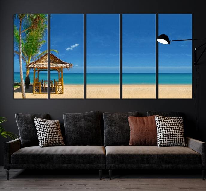 Extra Large Wall Art Canvas Print -Tropical Umbrella on Beach