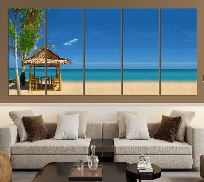 Extra Large Wall Art Canvas Print -Tropical Umbrella on Beach