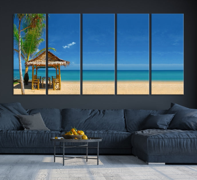 Extra Large Wall Art Canvas Print -Tropical Umbrella on Beach