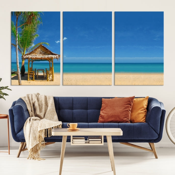 Extra Large Wall Art Canvas Print -Tropical Umbrella on Beach