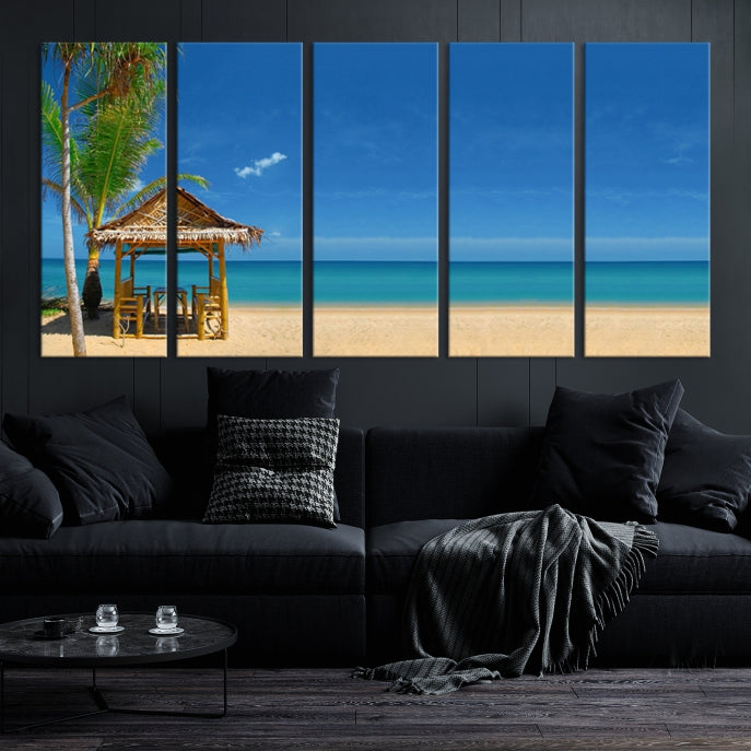 Extra Large Wall Art Canvas Print -Tropical Umbrella on Beach