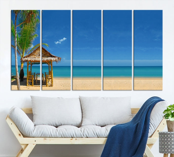 Extra Large Wall Art Canvas Print -Tropical Umbrella on Beach