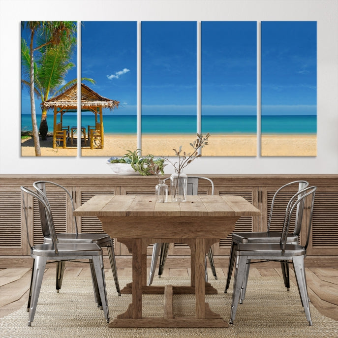 Extra Large Wall Art Canvas Print -Tropical Umbrella on Beach