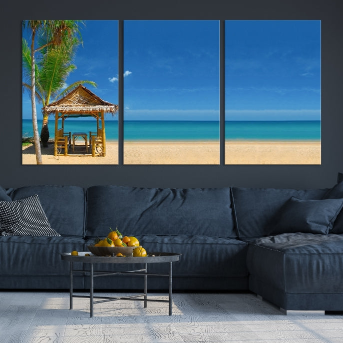 Extra Large Wall Art Canvas Print -Tropical Umbrella on Beach