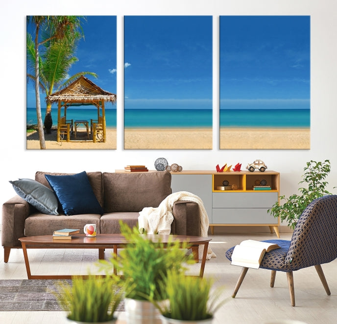 Extra Large Wall Art Canvas Print -Tropical Umbrella on Beach