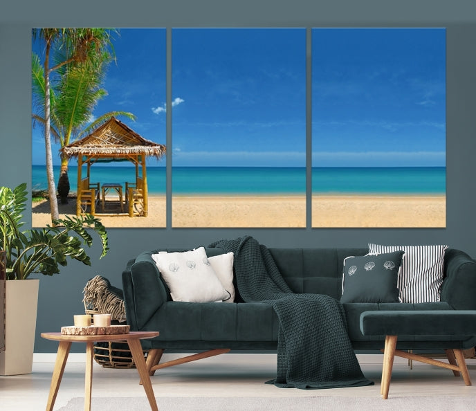 Extra Large Wall Art Canvas Print -Tropical Umbrella on Beach