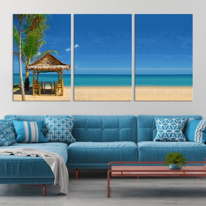 Extra Large Wall Art Canvas Print -Tropical Umbrella on Beach