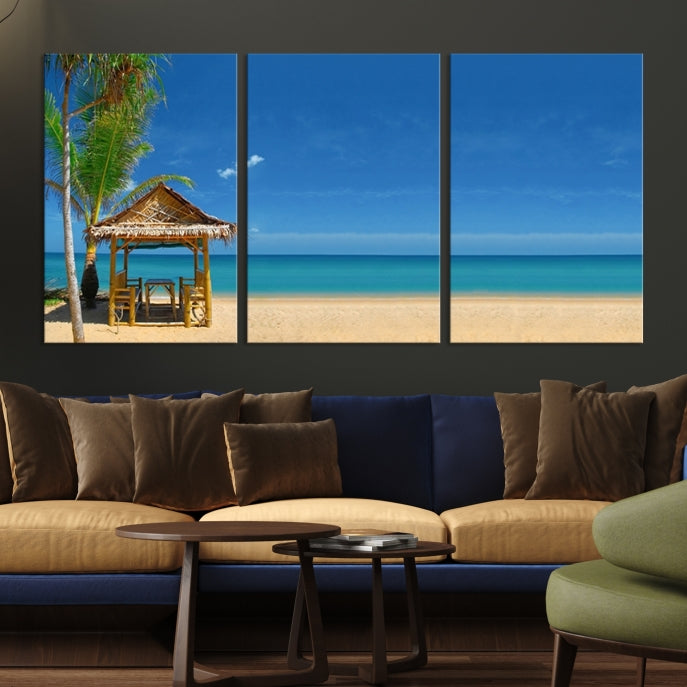 Extra Large Wall Art Canvas Print -Tropical Umbrella on Beach