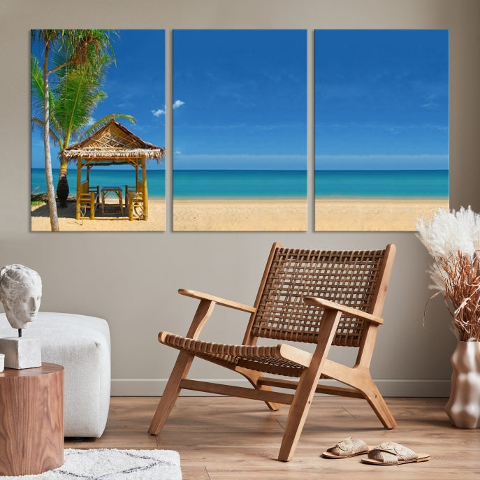 Extra Large Wall Art Canvas Print -Tropical Umbrella on Beach