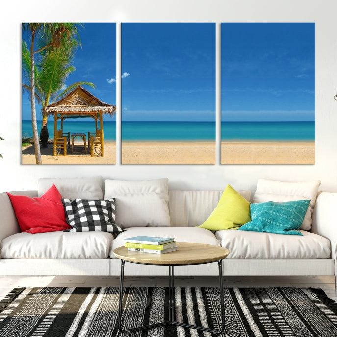 Extra Large Wall Art Canvas Print -Tropical Umbrella on Beach