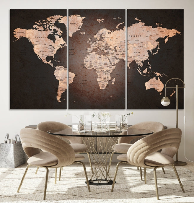 Extra Large World Map Canvas Print Detailed Travel Map Wall Art Home Office Decor