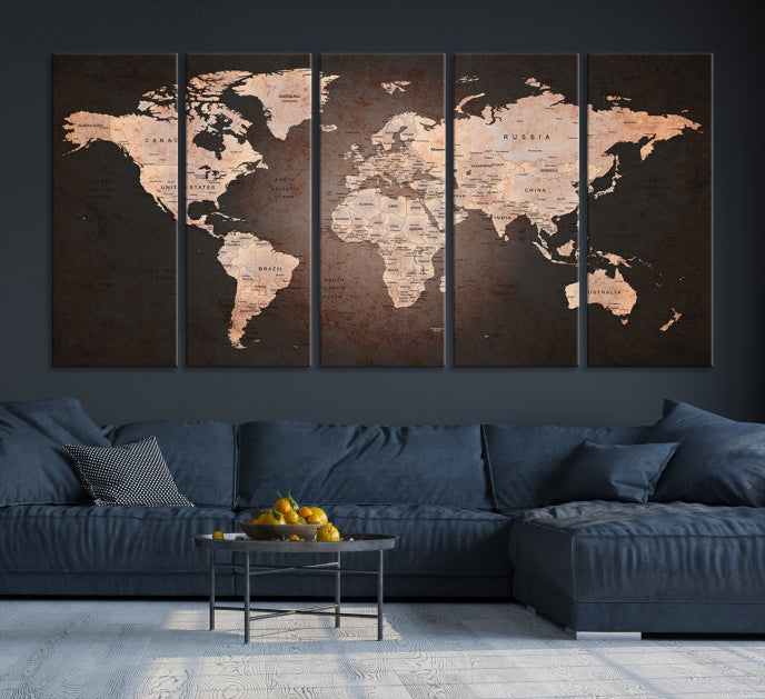 Extra Large World Map Canvas Print Detailed Travel Map Wall Art Home Office Decor