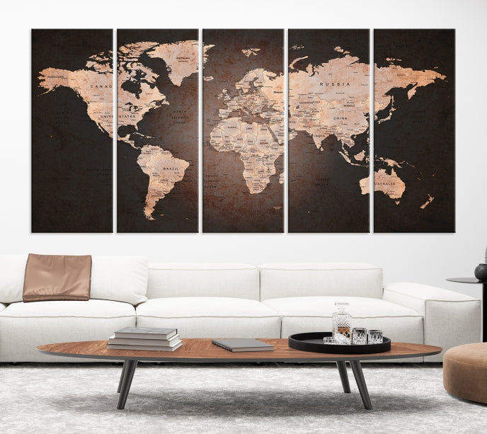 Extra Large World Map Canvas Print Detailed Travel Map Wall Art Home Office Decor