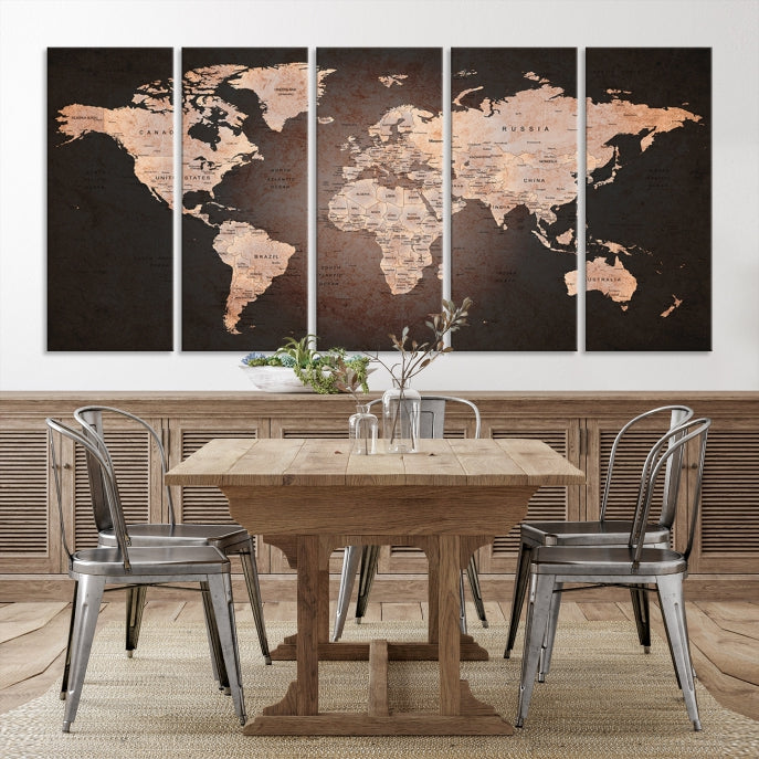 Extra Large World Map Canvas Print Detailed Travel Map Wall Art Home Office Decor