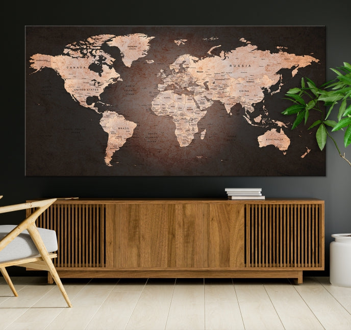 Extra Large World Map Canvas Print Detailed Travel Map Wall Art Home Office Decor