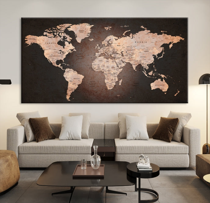 Extra Large World Map Canvas Print Detailed Travel Map Wall Art Home Office Decor