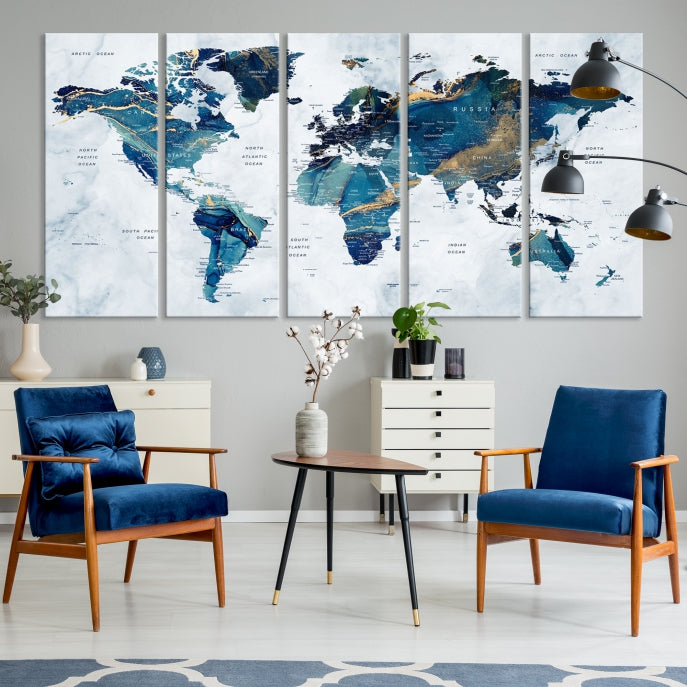 Extra Large World Map Wall Art Canvas Print Housewarming Gift