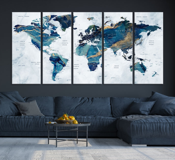 Extra Large World Map Wall Art Canvas Print Housewarming Gift