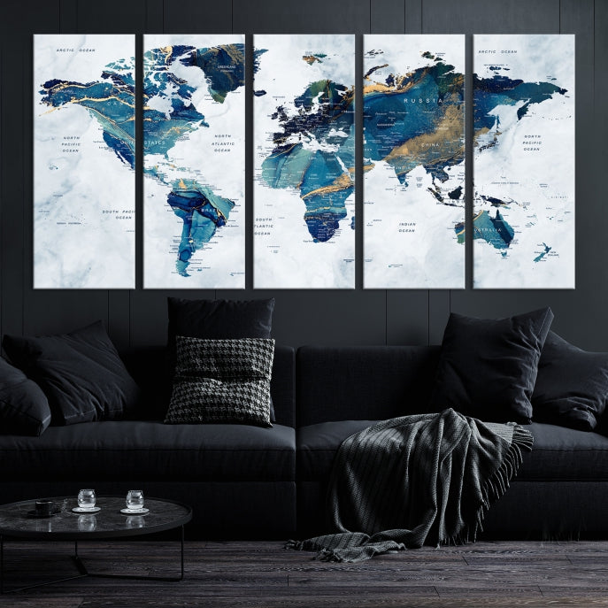 Extra Large World Map Wall Art Canvas Print Housewarming Gift