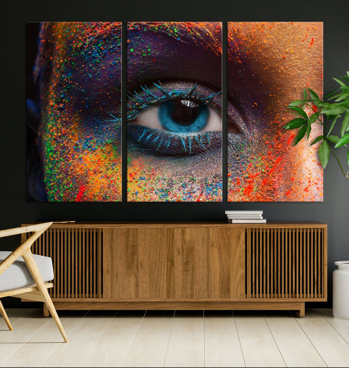 Eye Close Up Colorful Makeup Fashion Canvas Wall Art Print