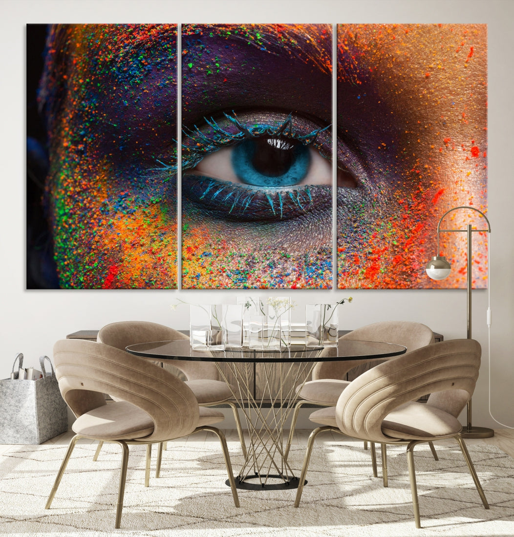 Eye Close Up Colorful Makeup Fashion Canvas Wall Art Print