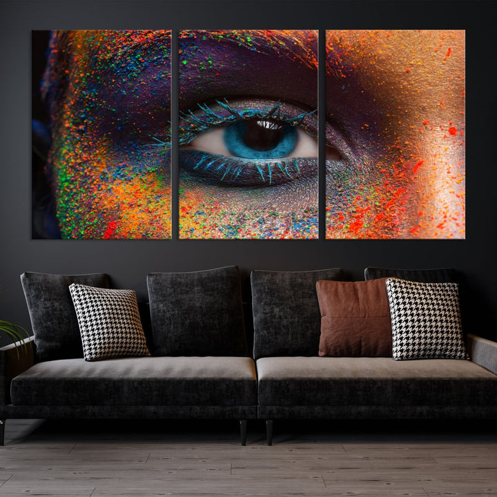 Eye Close Up Colorful Makeup Fashion Canvas Wall Art Print