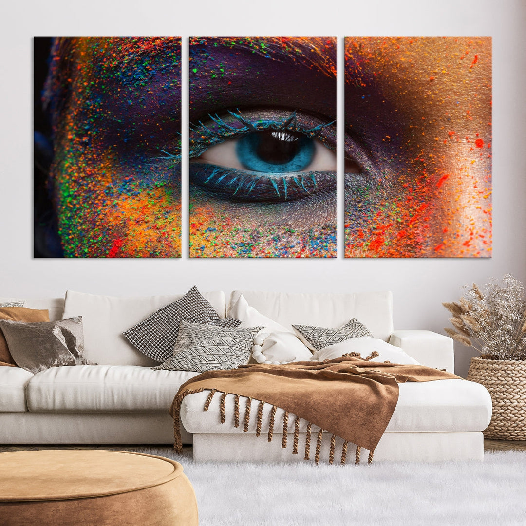 Eye Close Up Colorful Makeup Fashion Canvas Wall Art Print