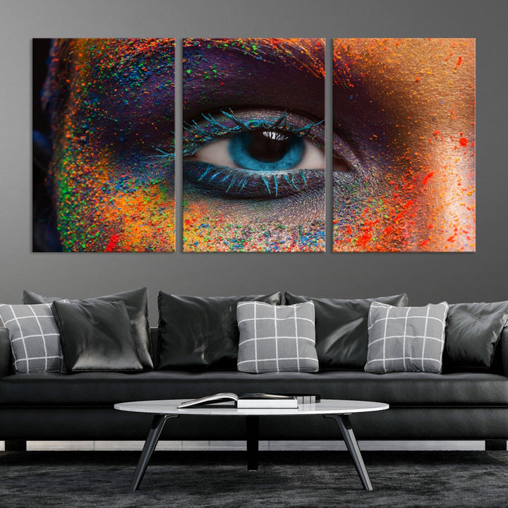 Eye Close Up Colorful Makeup Fashion Canvas Wall Art Print