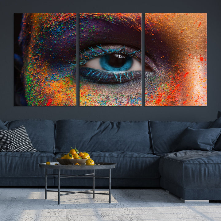 Eye Close Up Colorful Makeup Fashion Canvas Wall Art Print