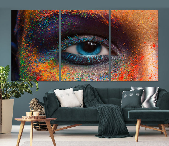 Eye Close Up Colorful Makeup Fashion Canvas Wall Art Print