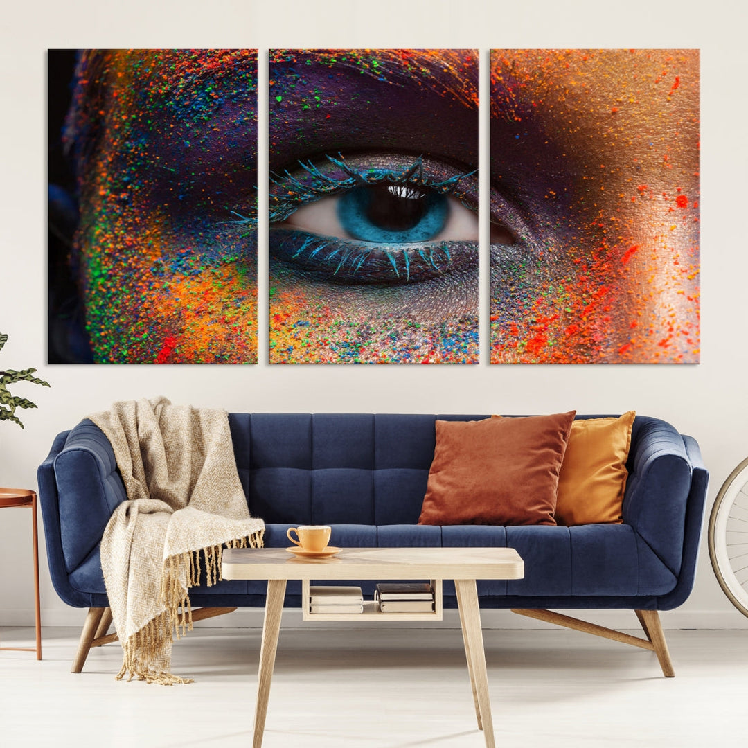 Eye Close Up Colorful Makeup Fashion Canvas Wall Art Print