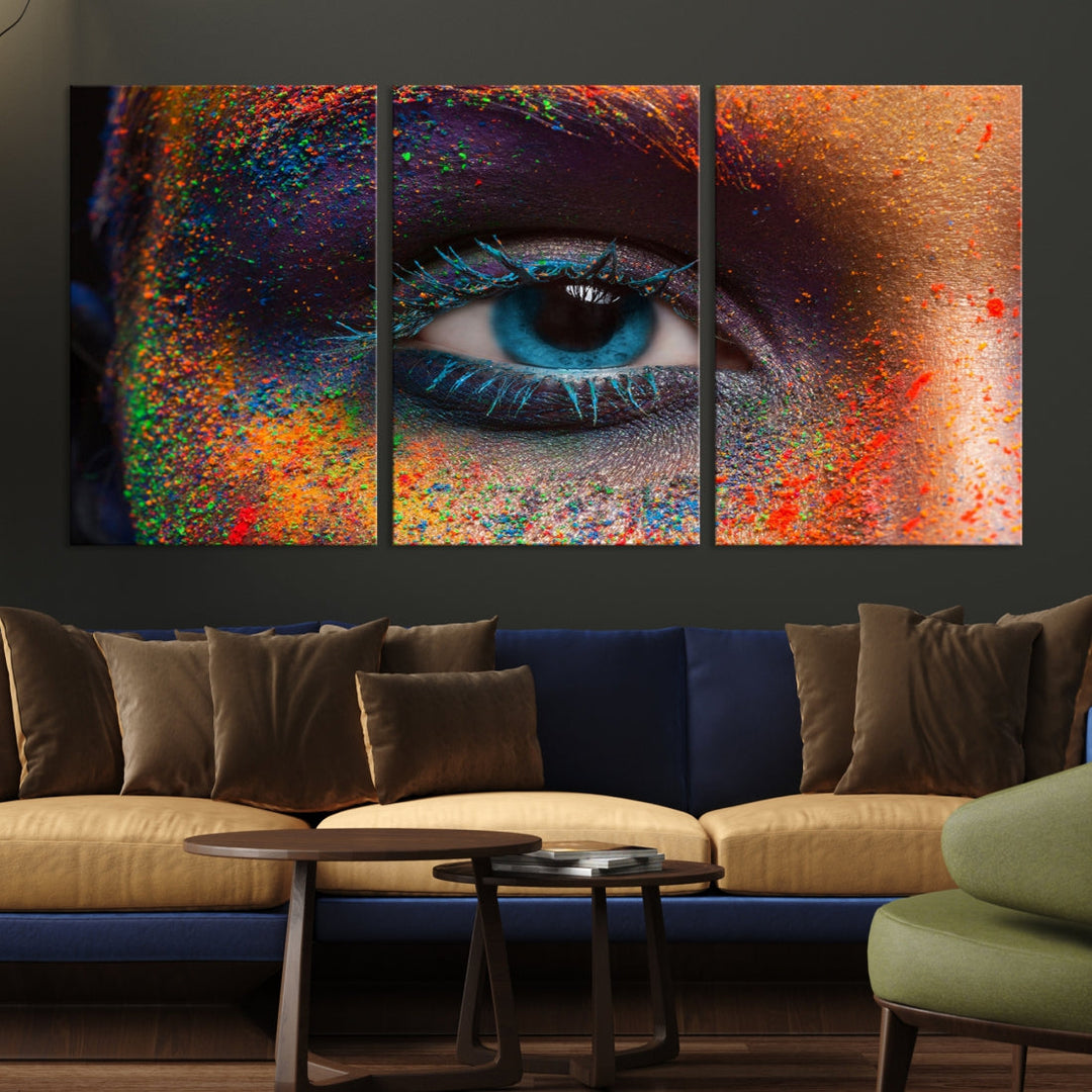 Eye Close Up Colorful Makeup Fashion Canvas Wall Art Print