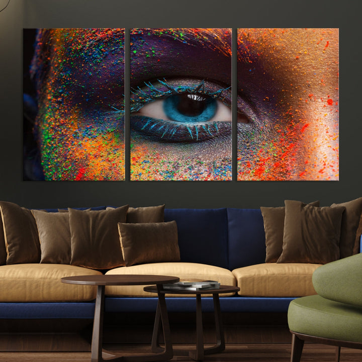 Eye Close Up Colorful Makeup Fashion Canvas Wall Art Print