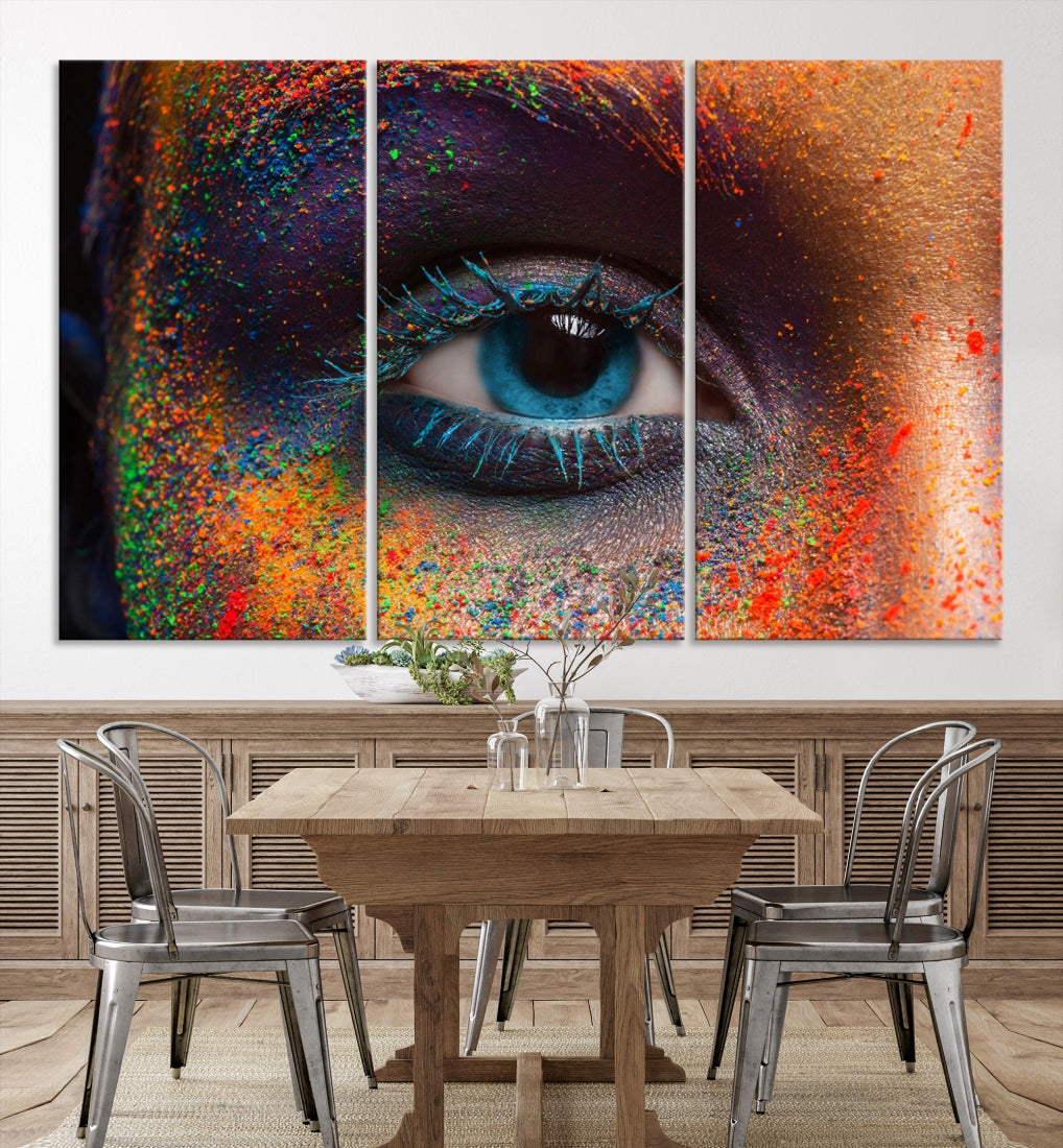 Eye Close Up Colorful Makeup Fashion Canvas Wall Art Print