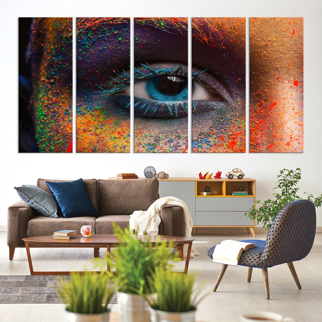 Eye Close Up Colorful Makeup Fashion Canvas Wall Art Print