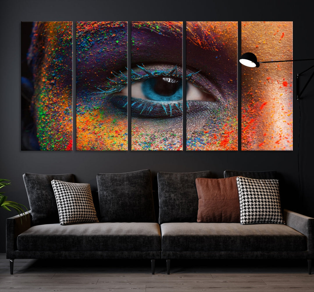 Eye Close Up Colorful Makeup Fashion Canvas Wall Art Print