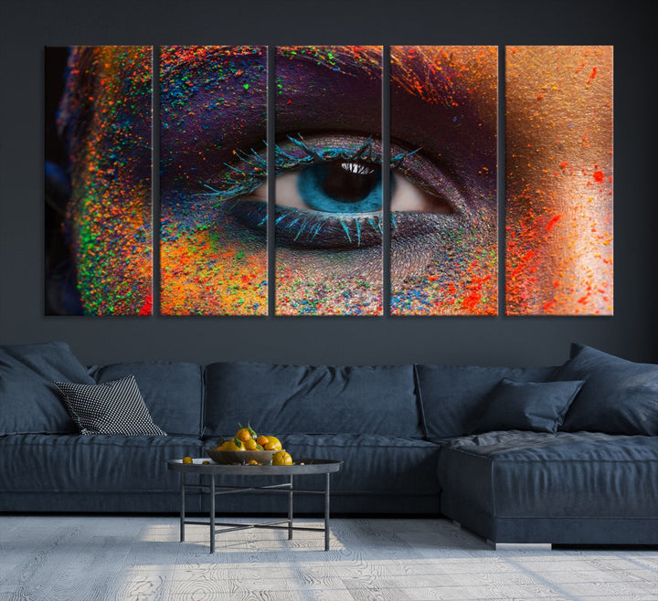 Eye Close Up Colorful Makeup Fashion Canvas Wall Art Print