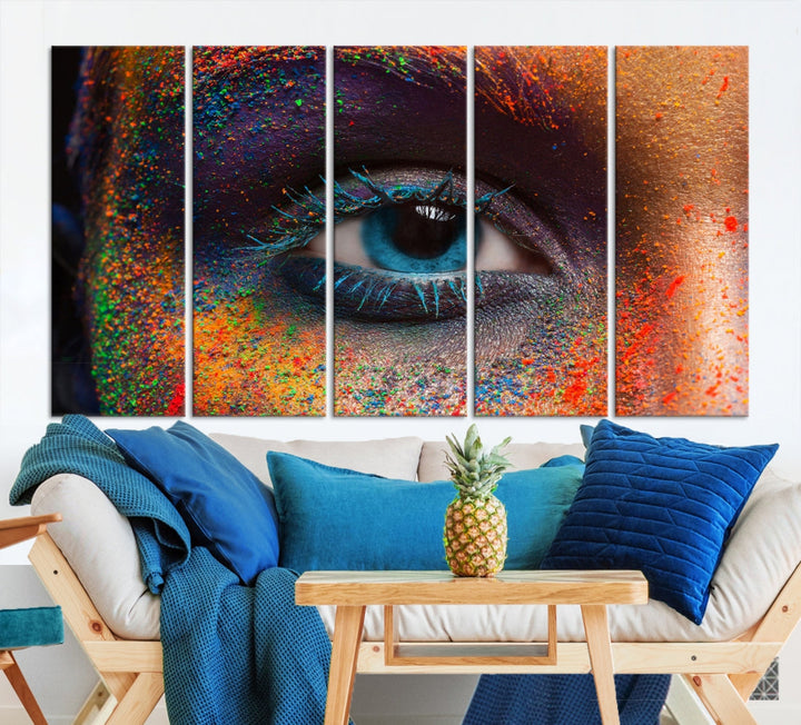 Eye Close Up Colorful Makeup Fashion Canvas Wall Art Print