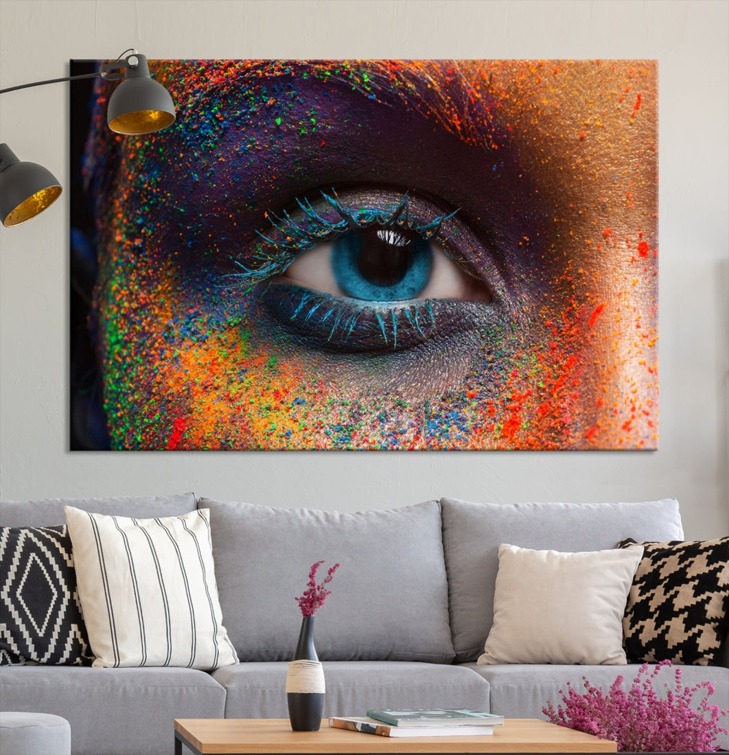 Eye Close Up Colorful Makeup Fashion Canvas Wall Art Print