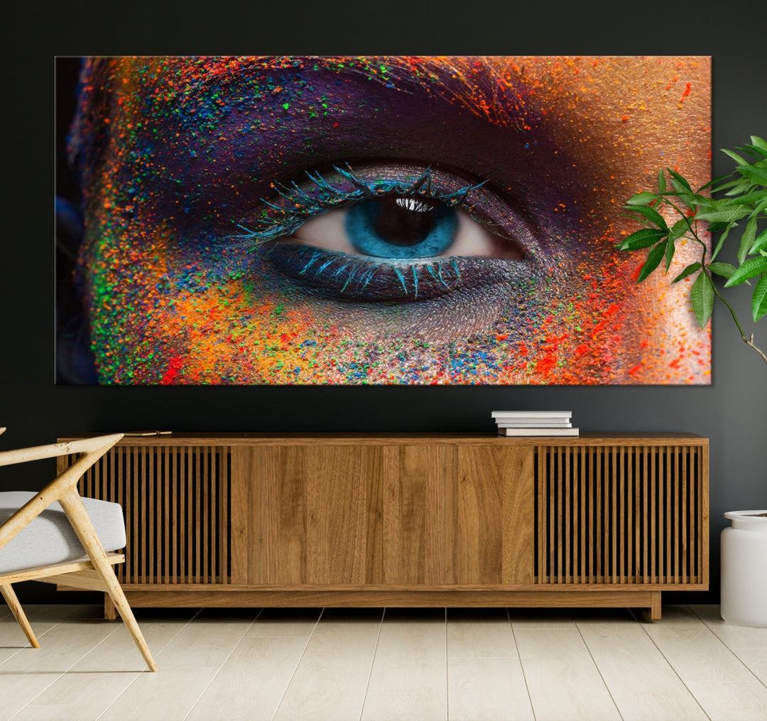 Eye Close Up Colorful Makeup Fashion Canvas Wall Art Print