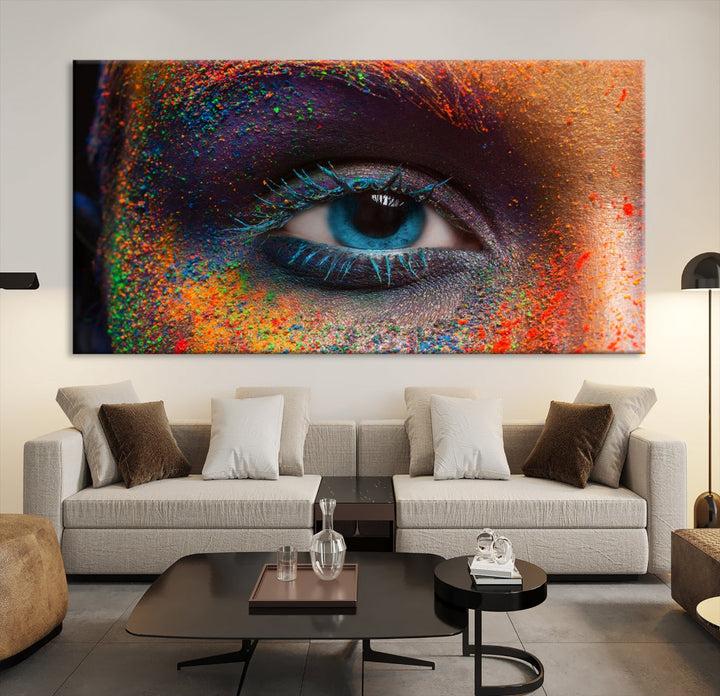 Eye Close Up Colorful Makeup Fashion Canvas Wall Art Print