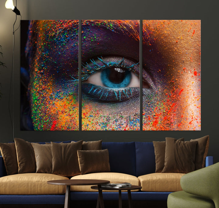 Eye Close Up Colorful Makeup Fashion Canvas Wall Art Print