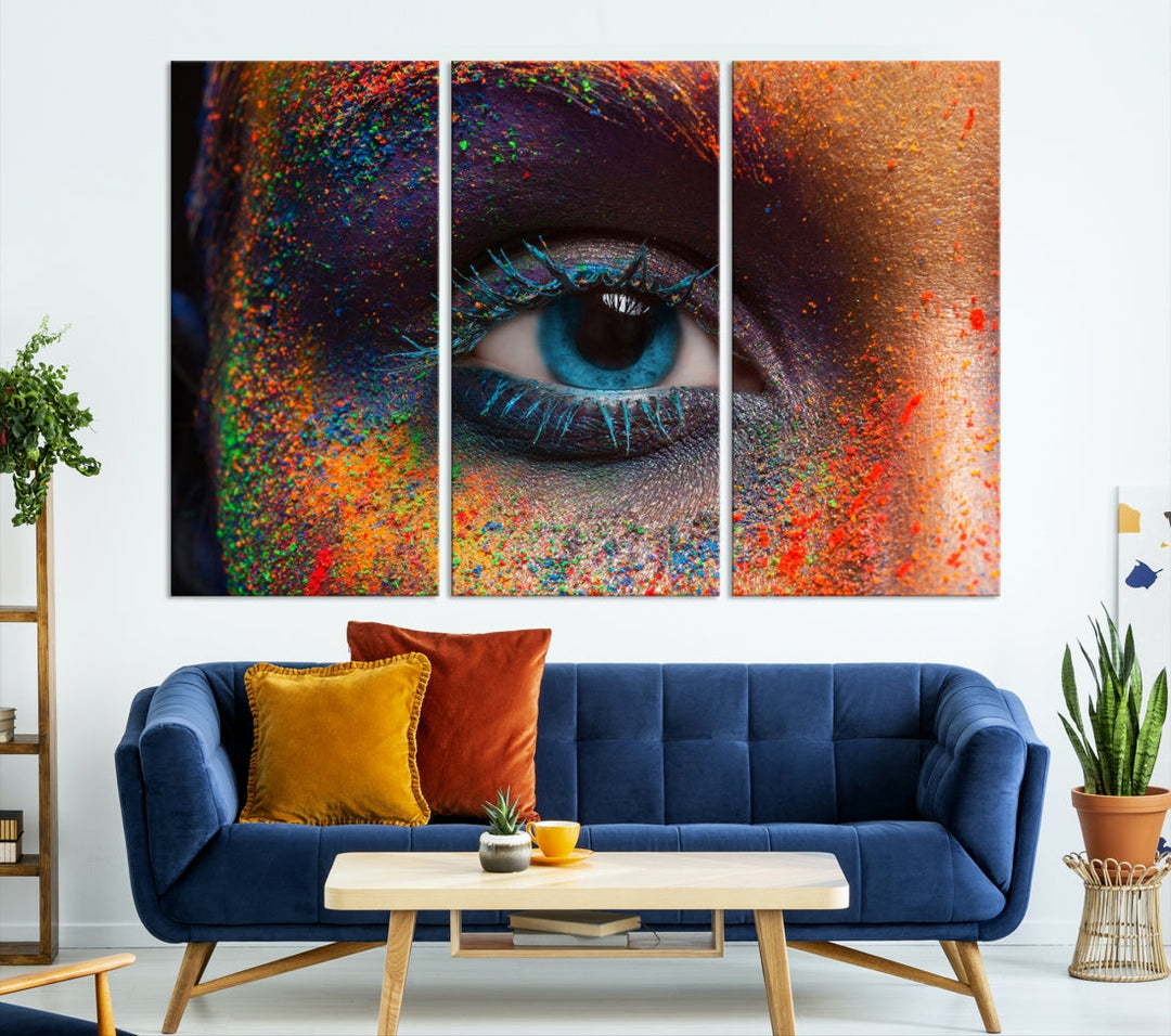 Eye Close Up Colorful Makeup Fashion Canvas Wall Art Print