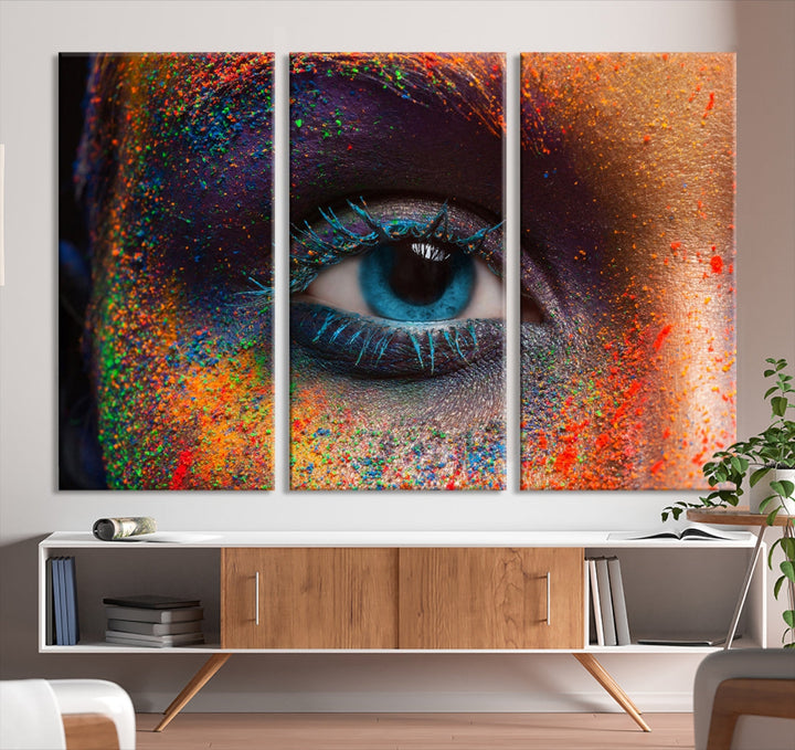 Eye Close Up Colorful Makeup Fashion Canvas Wall Art Print