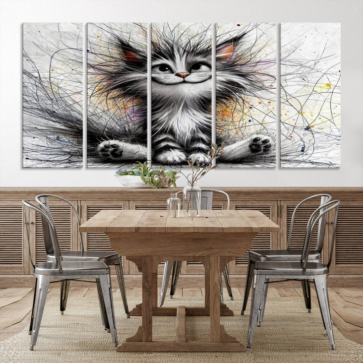 Fanny Baby Cat Wall Art Canvas Print, Pixar Style Cat Wall Art Print, Comic Cartoon Cat Print